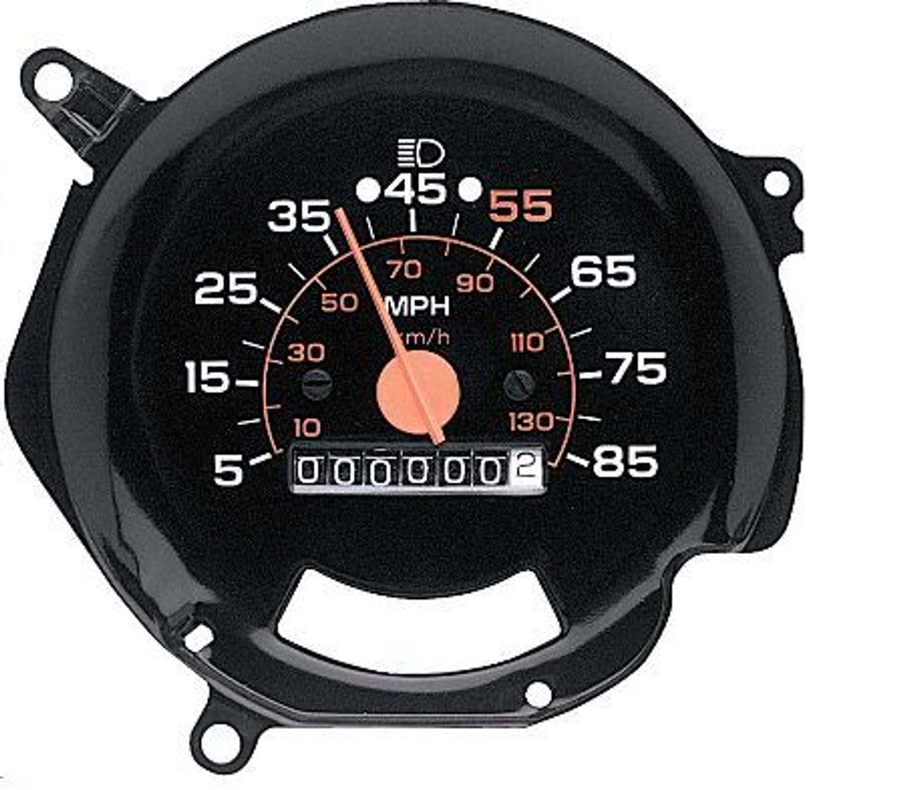 1979 2nd Design - 80 Chevrolet / GMC Truck Speedometer, 0-85 MPH, 6-Digit Odometer, Without Speed Sensor Port (Light Orange Needle) (Replaces GM# 25044301) Each.