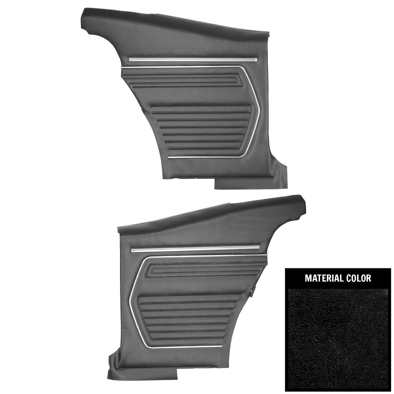 1969 Camaro; Assembled Interior Rear Quarter Side Panels; Standard Interior; Coupe; Madrid Grain Vinyl; Black - Brand: PUI