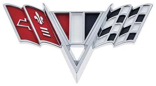 1964-67 Camaro, Impala, Nova; Chevelle; "V-Flag" Front Fender Emblem; Each; GM Licensed