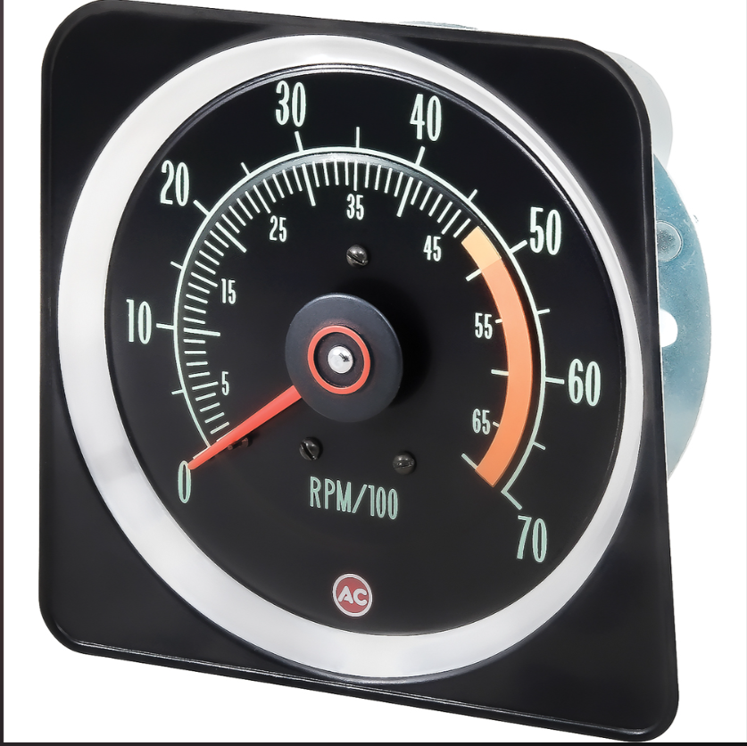 1969 Camaro tachometer SS-350,5000 Red line 5"x7" licensed by GM