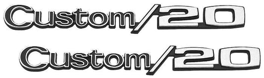 1969-72 Chevrolet Truck "CUSTOM/20" Fender Side Emblems