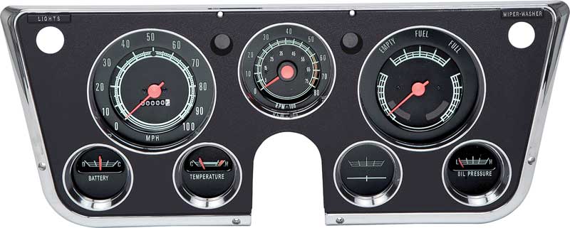 1969-72 Chevrolet / GMC Truck Complete Dash Gauge Cluster, Assembled, With 5000 RPM 8-Cylinder Tachometer / Without Vacuum Gauge (Replaces GM# 6457909) Kit.