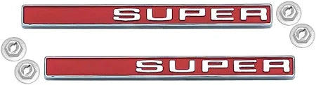1971-72 C/10 "S U P E R" Fender Side Emblems,  Pair.