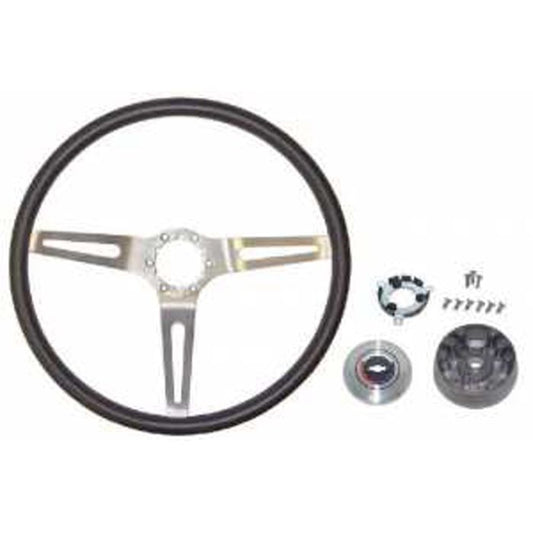 1973-87 C/10 Comfort Grip Steering Wheel Kit, Black. Includes; 15" Steering Wheel, Mounting Hub, Horn Cap, Horn Contact