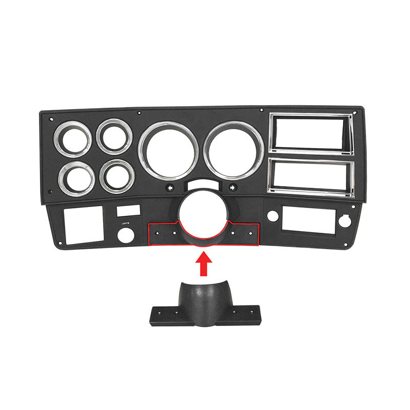 1981-83 Chevrolet / GMC Truck Instrument Gauge Dash Bezel, Black with Chrome Trim -with air conditioning / includes steering column cover-(Replaces GM# 14023004) Each.