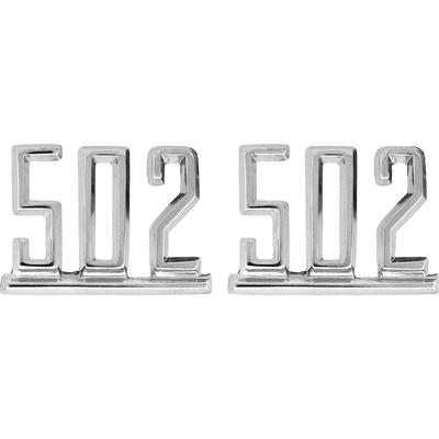 C50264 - 1964-67 GM; 502 Front Fender Emblems; Classic Design; Custom Displacement