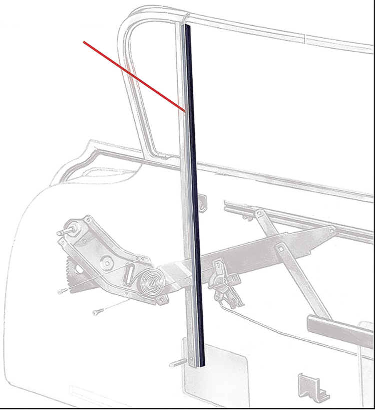 1955-63 & 1967-72 Chevrolet / GMC Truck Window Division Bar with Felt, L/H or R/H, No Holes or Brackets. Each.