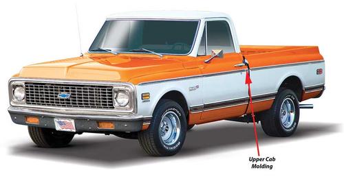 1969-72 C/10 Upper Cab Molding, LH Each.