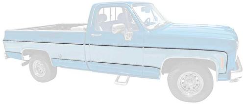1973-80 C/10; U/L Body Side Molding Set; Short Bed; 18 Piece