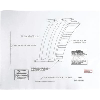 Quarter Panel Louver Template Kit 69 Camaro