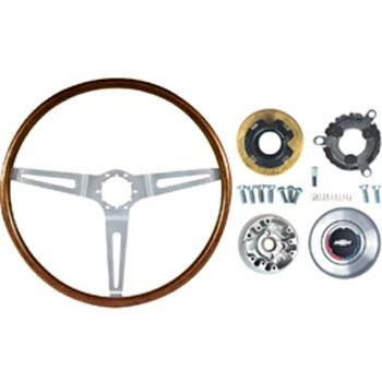 1967-68 Chevrolet Car, 1967-72 Chevrolet Truck; Walnut Wood Steering Wheel Kit; 16" Diameter; N34 Option