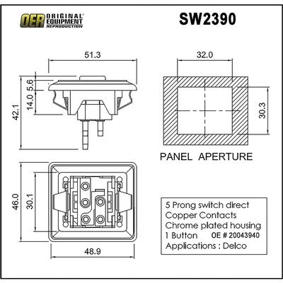 1982-87 C/10, Power Window Switch - (Replaces GM# 20043940) Each.
