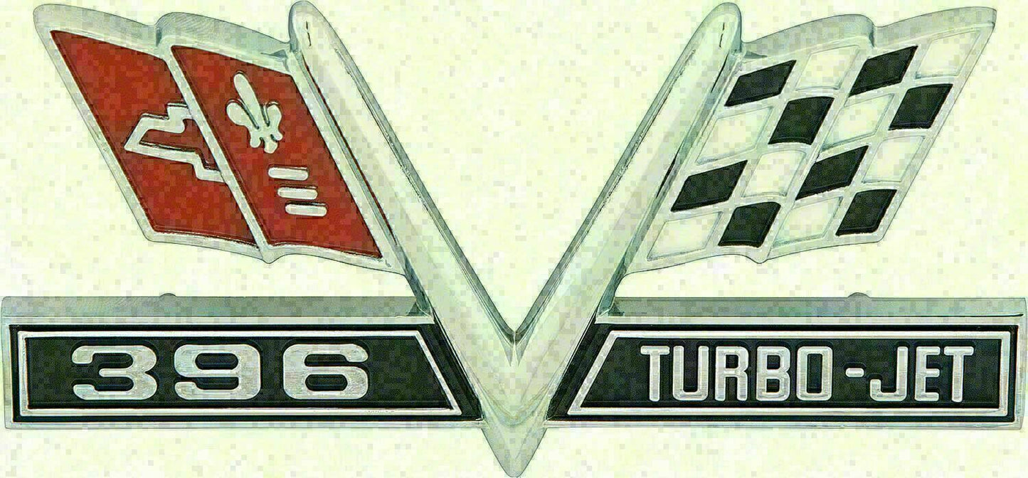 1965-1967 chevelle impala Front fender 396 V-Flag emblem