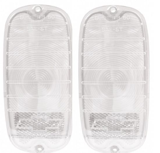 1960-1966 Chevrolet Pickup Truck Fleetside Tail Light Lens Clear, Pair - US Made