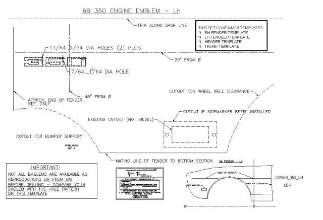 1968 68 camaro SS-350 Emblem template kit