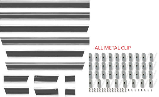 1969-72 Chevrolet / GMC Truck Shortbed, Fleetside 12 Piece Lower Molding Kit, Black with All Metal Clips. Kit.