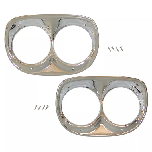 1958-59 C/10 Headlight Bezels, Chrome Pair.