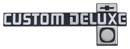 1981-87 C/10 "Custom Deluxe" Dash Panel Emblem, Each.