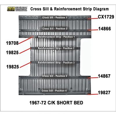 1967-72 C/10 Rear Bed Cross Sill with Steel Bed Feetside