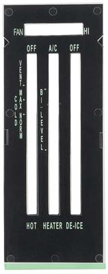 1969 Camaro, Heater Control Lens; with Air Conditioning; DE-ICE; Green Font