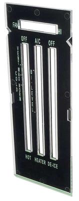 1969 Camaro, Heater Control Lens; with Air Conditioning; DE-ICE; Green Font