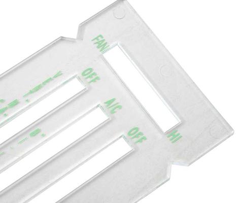 1969 Camaro, Heater Control Lens; with Air Conditioning; DE-ICE; Green Font