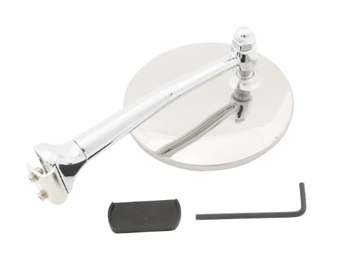 C/10 "Peep" Mirror, 4" Diameter Polished Stainless Steel Mirror Head with Straight Chrome Arm. L/H or R/H, Complete with Hardware. Each.