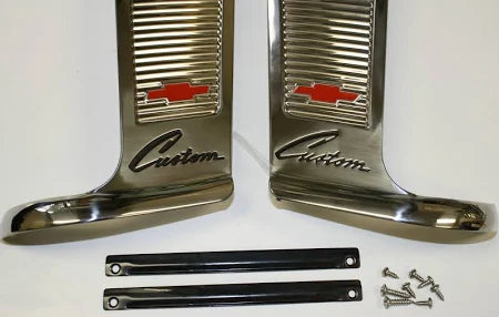 1960-63 C/10 "C u s t o m" Upper Cab Moldings,  Pair.