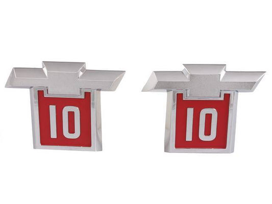 1964 Chevy Truck Fender Side Emblems "10 with Bowtie"