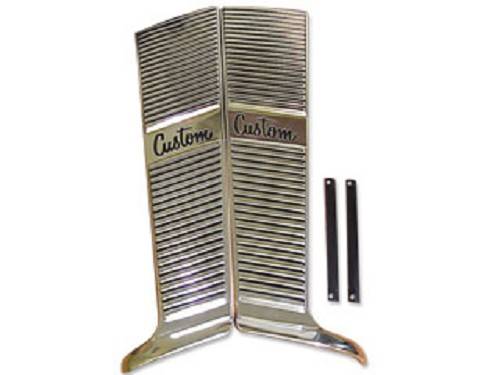 1964-66 C/10 "C u s t o m" Upper Cab Moldings, Aluminum - Pair.
