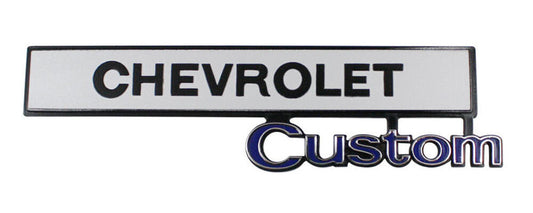1969-72 C/10 "CHEVROLET Custom" Glove Box Emblem, Each.