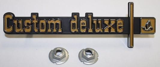 1973-74 Chevrolet Truck  "Custom Deluxe" Dash Panel Emblem,  GM Restoration Parts (Replaces GM# 326955) Each.
