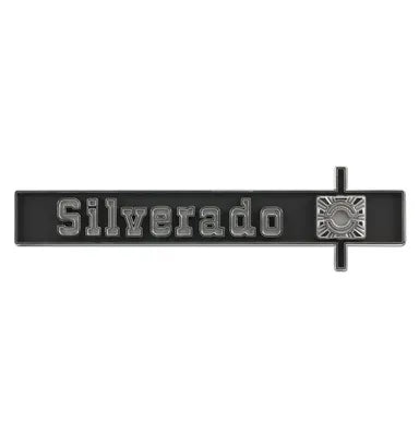 1975-80 Chevrolet Truck "Silverado" Dash Panel Emblem, GM Restoration Parts (Replaces GM# 347705) Each.