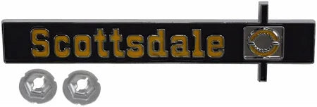 1975-80 Chevrolet Truck "Scottsdale" Dash Panel Emblem, GM Restoration Parts (Replaces GM# 347703) Each.