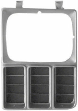 1981-82 Chevrolet Truck Single Rectangular Headlight Bezel, L/H, Black/Argent, Each.