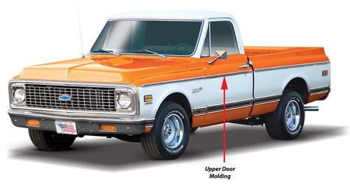 1969-72 C/10 Upper Door Molding, LH Each.
