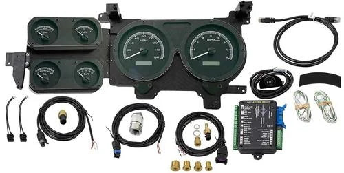 1973-87 GM Pickup; VHX Series KM/H Gauge Set; with Black Alloy Face and Blue Backlighting