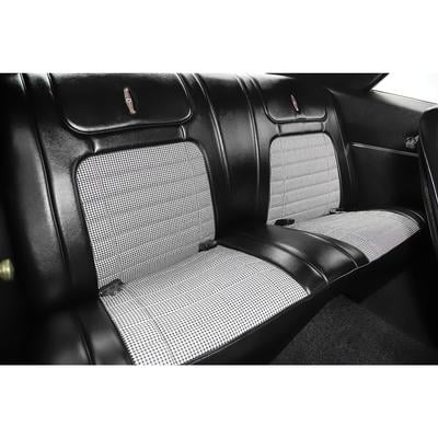 1968 Camaro; Rear Seat Upholstery; Houndstooth; Coupe; Without Fold Down Option; Madrid Grain Vinyl/Houndstooth Cloth Inserts; Black - Brand: PUI