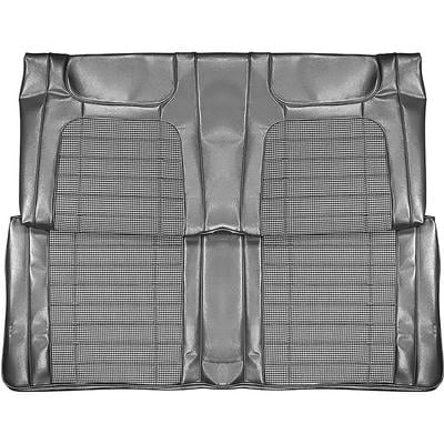 1968 Camaro; Rear Seat Upholstery; Houndstooth; Coupe; Without Fold Down Option; Madrid Grain Vinyl/Houndstooth Cloth Inserts; Black - Brand: PUI