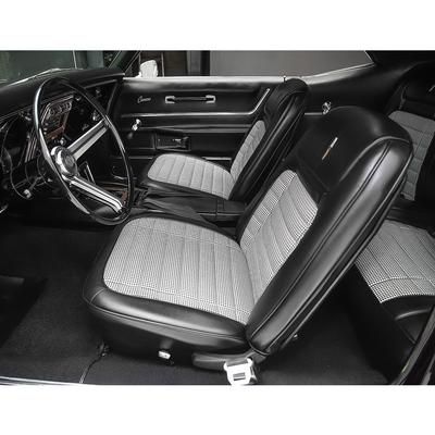 1968 Camaro; Front Bucket Seat Upholstery; Houndstooth Interior; Black/Black & White