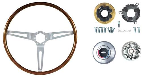 1967-68 Chevrolet Car, 1967-72 Chevrolet Truck; Walnut Wood Steering Wheel Kit; 16" Diameter; N34 Option