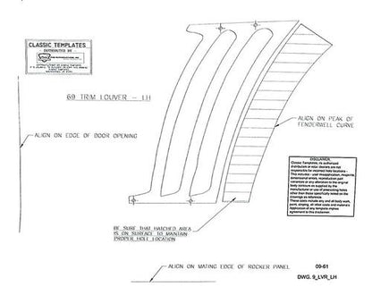 Quarter Panel Louver Template Kit 69 Camaro