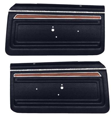 1970-72 Nova SS; Front Door Panels; Custom Interior; 2 Door; Pre-Assembled; Black; Pair - Brand: PUI