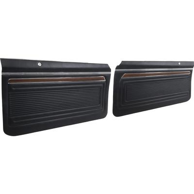 1970-72 Nova SS; Front Door Panels; Custom Interior; 2 Door; Pre-Assembled; Black; Pair - Brand: PUI