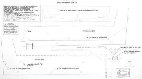 1967-69 Camaro; Rear Spoiler Mounting Template