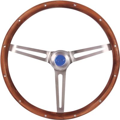 Grant Classic Nostalgia Steering Wheel With Bowtie Cap; 3 Spoke; Walnut Wood Grip; 15 Inch