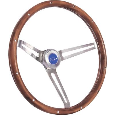 Grant Classic Nostalgia Steering Wheel With Bowtie Cap; 3 Spoke; Walnut Wood Grip; 15 Inch