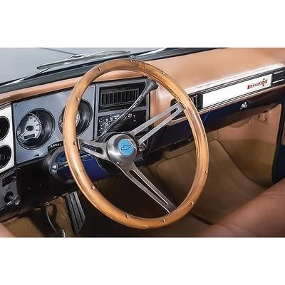 Grant Classic Nostalgia Steering Wheel With Bowtie Cap; 3 Spoke; Walnut Wood Grip; 15 Inch