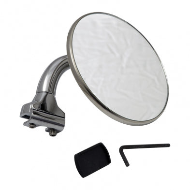 Chevrolet / GMC Truck "Peep" Mirror, 4" Diameter Polished Stainless Steel Mirror Head with Curved Chrome Arm. Each