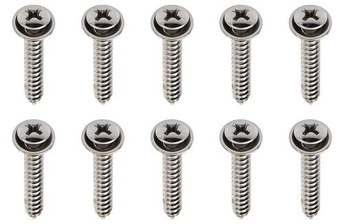 Universal Screw Set; Chrome w/ Integral Washer; #8 x 1"; Set of 10; Fits All